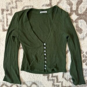 Reformation Olive Green Button Down Shirt